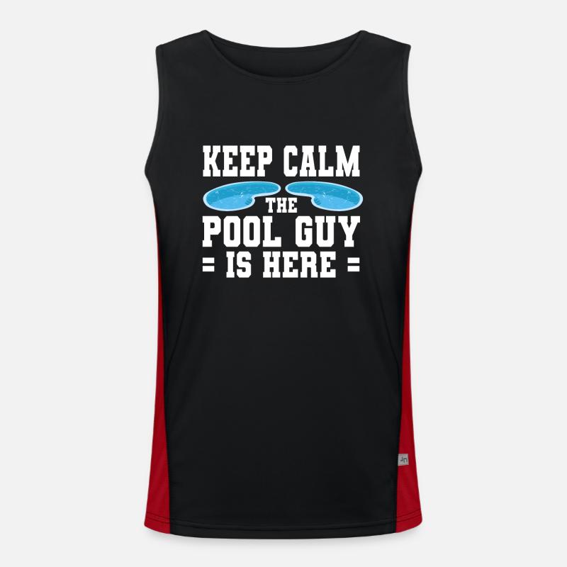 Pool Cleaner Keep Calm The Pool Guy Is Here Funktionelles Kontrast-Tank Top für Männer 