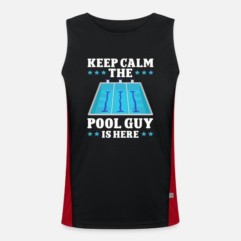 Pool Cleaner Keep Calm The Pool Guy Is Here Funktionelles Kontrast-Tank Top für Männer 