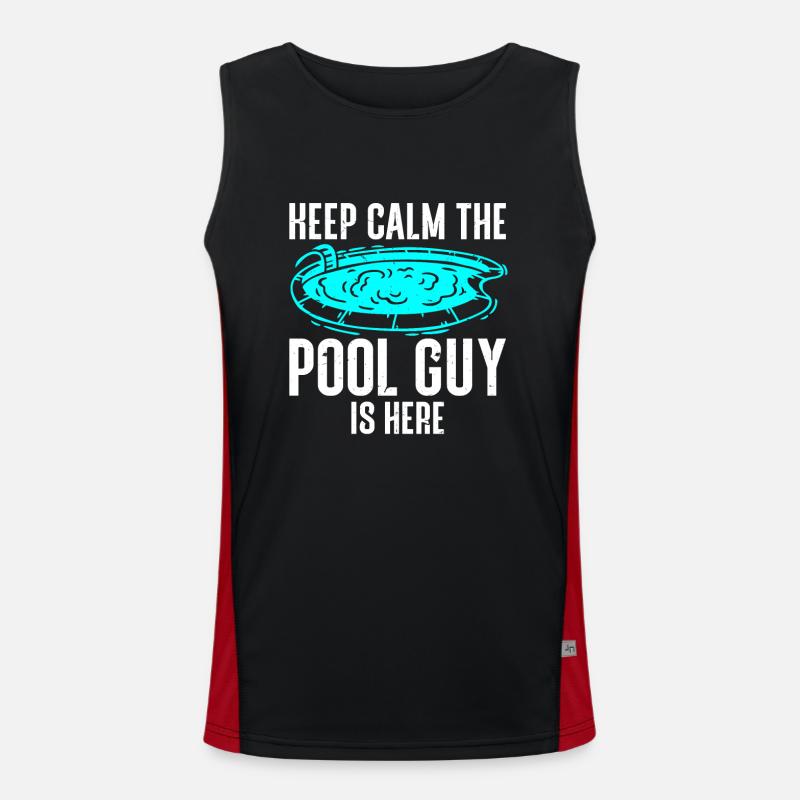 Pool Cleaner Keep Calm The Pool Guy Is Here Funktionelles Kontrast-Tank Top für Männer 