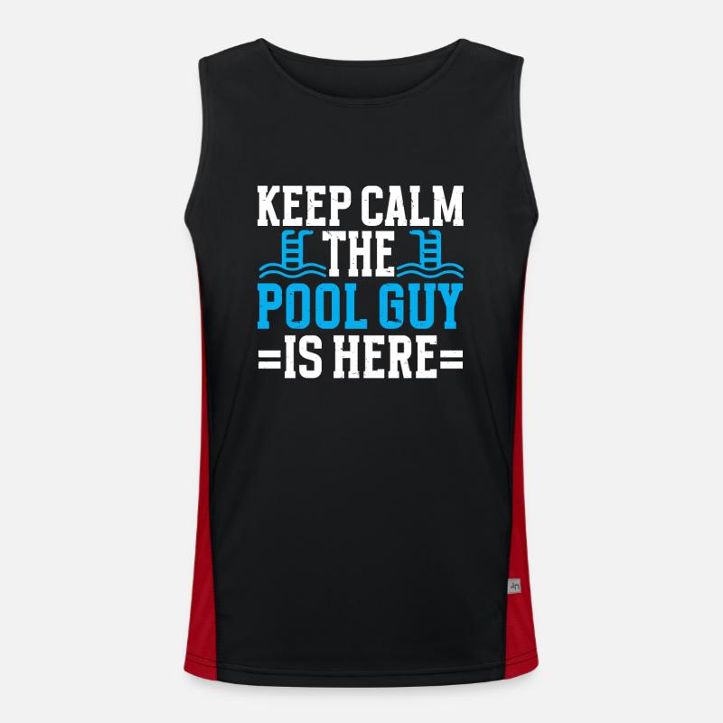 Pool Cleaner Keep Calm The Pool Guy Is Here Funktionelles Kontrast-Tank Top für Männer 