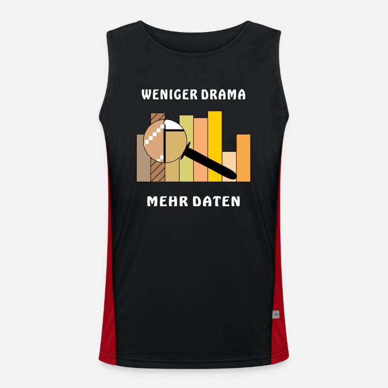 LESS DRAMA, MORE DATA - Men's Functional Contrast Tank Top  - black/red