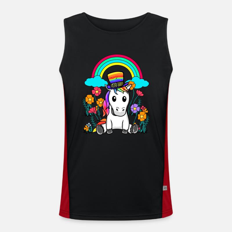 LGBT Regenbogen Einhorn Einhörner Pferd Pferde Funktionelles Kontrast-Tank Top für Männer 