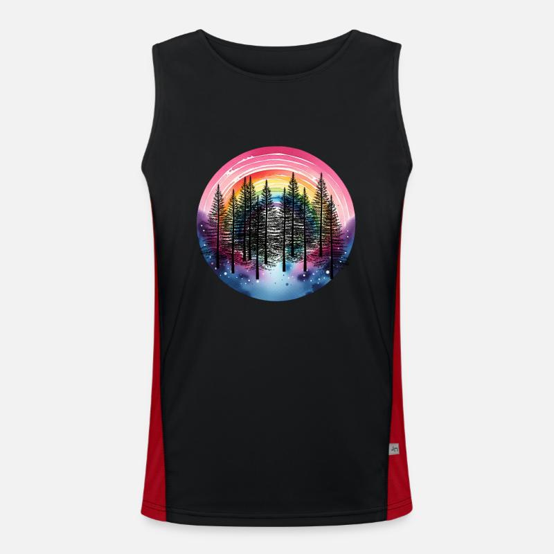 Rainbow Forest Nature Nature Lover Spruce Tree Men's Functional Contrast Tank Top 