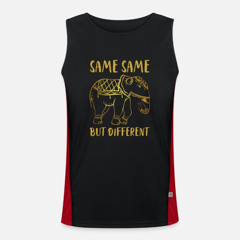 Goldener Elefant "Same Same but different" Funktionelles Kontrast-Tank Top für Männer 