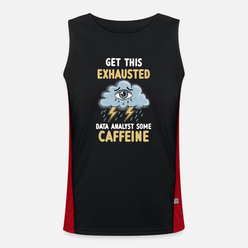 Exhaustion Burnout Overworked Data Analyst Men's Functional Contrast Tank Top 