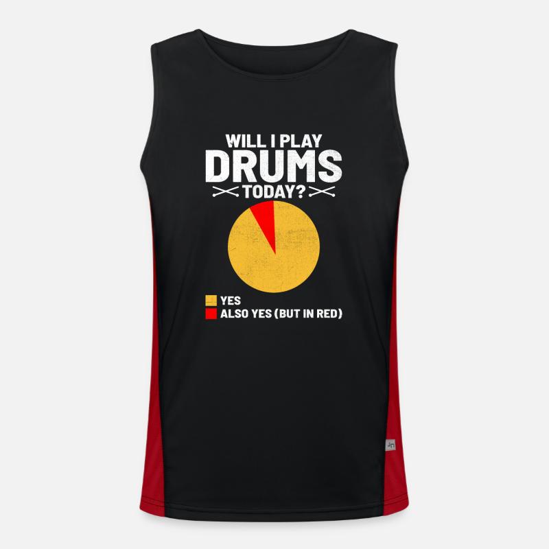 Will I Play Drums Today Drumming Drum Drummer Men's Functional Contrast Tank Top 