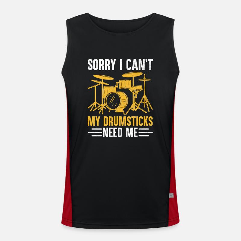 Sorry I Can't My Drumsticks Need Me Drummer Drum D Funktionelles Kontrast-Tank Top für Männer 