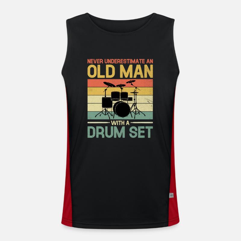 Never Underestimate An Old Man With A Drum Set Men's Functional Contrast Tank Top 