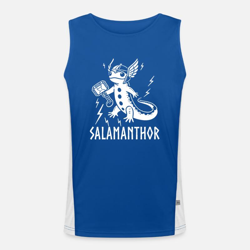 Salamanthor Salamander Lustiger Wikinger Odin Walhalla Funktionelles Kontrast-Tank Top für Männer 