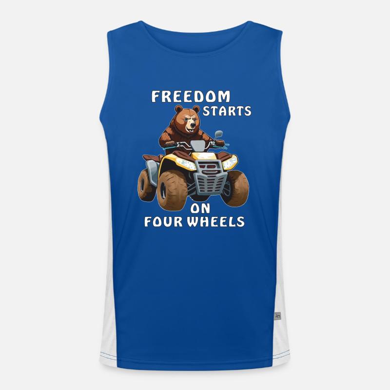 QUAD BEAR FREEDOM STARTS ON FOUR WHEELS Men's Functional Contrast Tank Top 