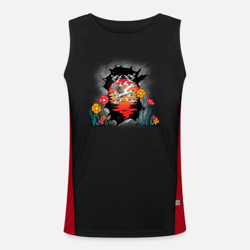 Seagull Seagulls Maritime Sunset Nature Summer Men's Functional Contrast Tank Top 