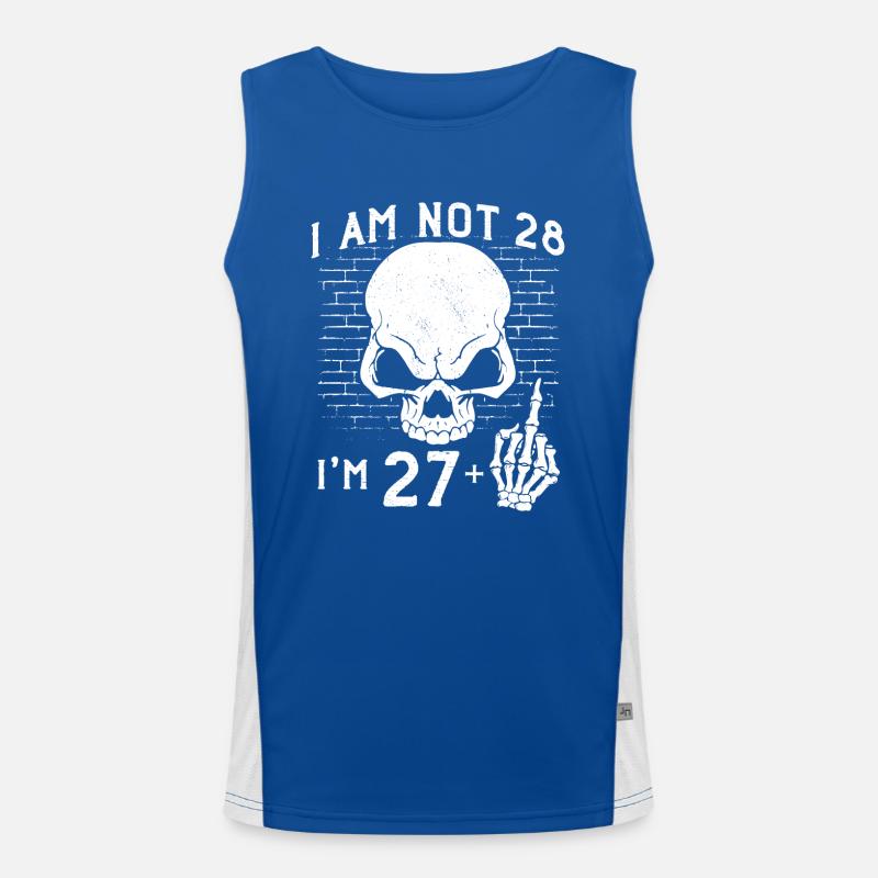 I Am 27 Plus Middle Finger - 28th Birthday Men's Functional Contrast Tank Top 