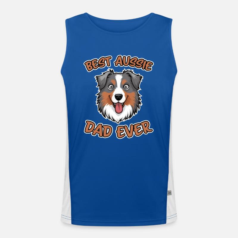 Australian Shepherd Dad Funny Aussie Gift Men's Functional Contrast Tank Top 