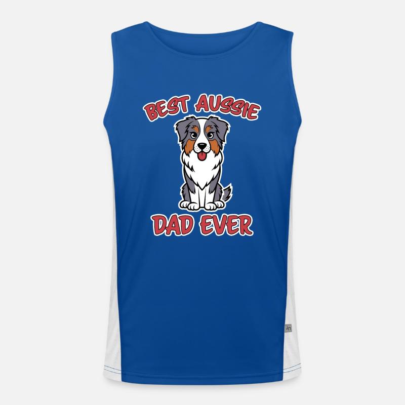 Australian Shepherd Dad Funny Aussie Gift Men's Functional Contrast Tank Top 