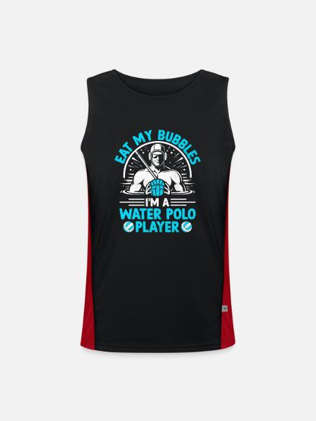 Eat My Bubbles I'm A Water Polo Player Aquatic Pol - Men's Functional Contrast Tank Top  - black/red - Front