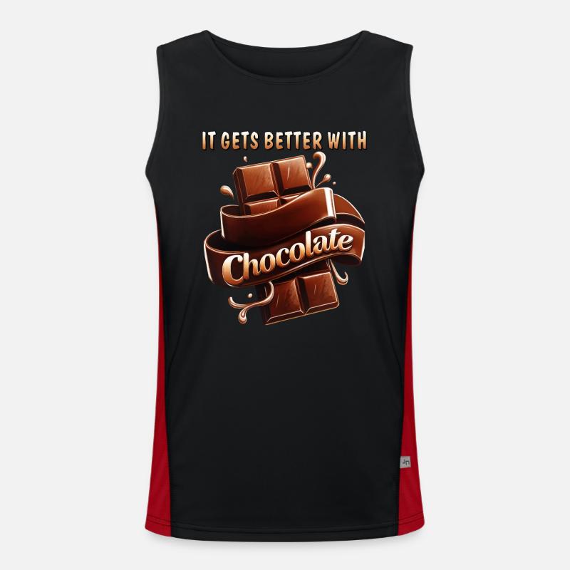 IT GETS BETTER WITH CHOCOLATE - Men's Functional Contrast Tank Top  - black/red