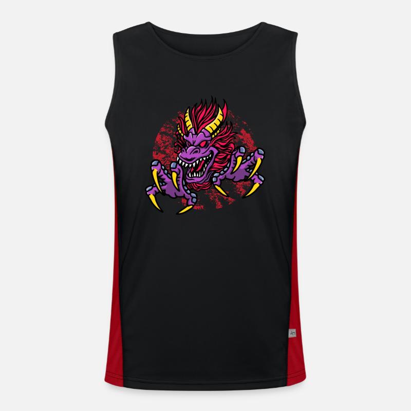 Fantasy Magic Dragon in Dungeon - Men's Functional Contrast Tank Top  - black/red
