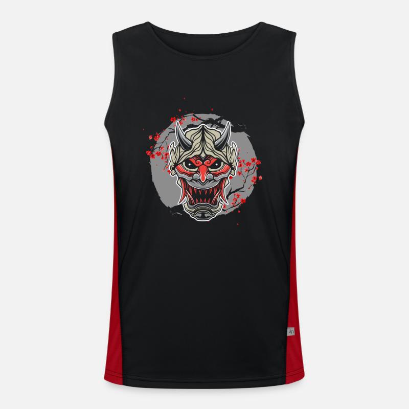 Kanji Japan Oni Dämon Maske Ninja Samurai Funktionelles Kontrast-Tank Top für Männer 