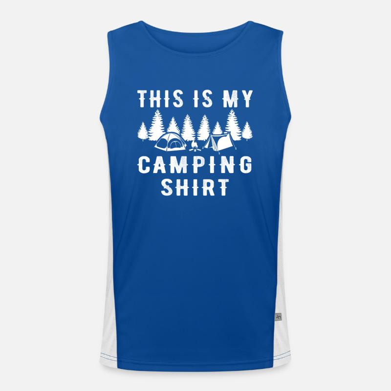 Camper With Drinking Bonfire Camping Men's Functional Contrast Tank Top 