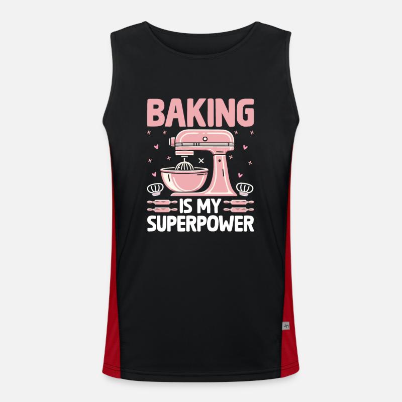 Baking Is My Superpower Pastry Baker Bake Bakers Men's Functional Contrast Tank Top 