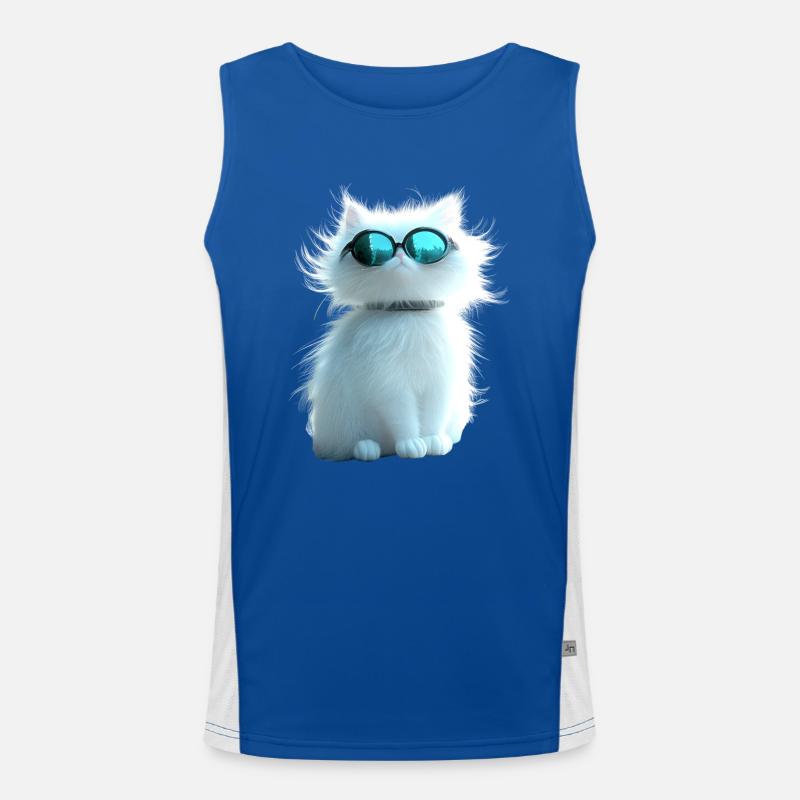 Chat Angora Blanc Chat Angora Chats Angora Mignons Débardeur respirant contrasté Homme 