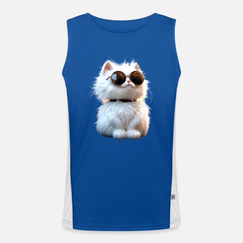 Chat Angora Blanc Chat Angora Chats Angora Mignons Débardeur respirant contrasté Homme 