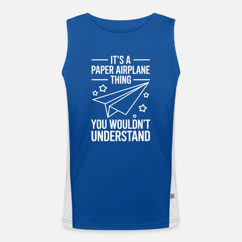 Papierflieger Spruch Witz Papierflugzeug Geschenk Funktionelles Kontrast-Tank Top für Männer 