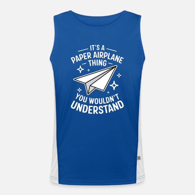 Papierflieger Spruch Witz Papierflugzeug Geschenk Funktionelles Kontrast-Tank Top für Männer 