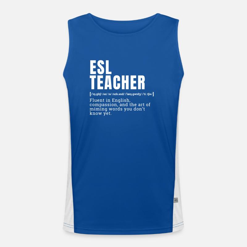 Funny English as a Second Language Teacher ESL ini Funktionelles Kontrast-Tank Top für Männer 