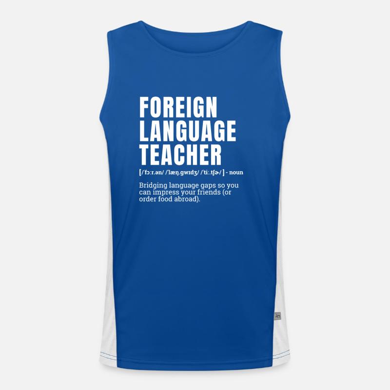 Funny Foreign Language Teacher Definition Humor Funktionelles Kontrast-Tank Top für Männer 