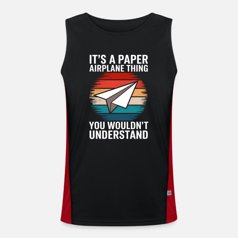 Papierflieger Spruch Witz Papierflugzeug Geschenk Funktionelles Kontrast-Tank Top für Männer 