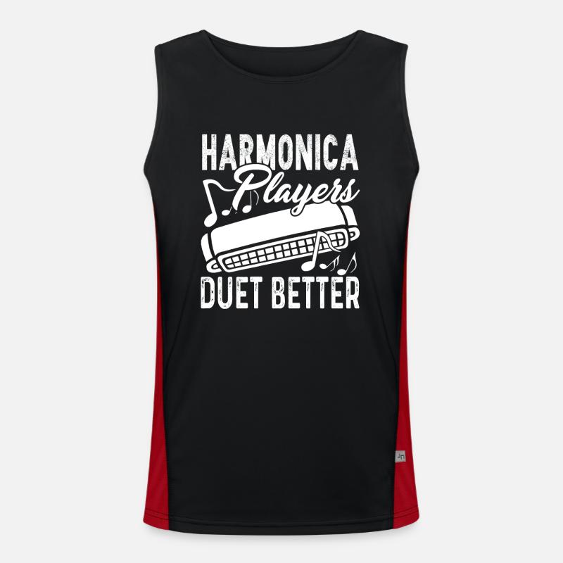 Harmonica Player Duet Better - Men's Functional Contrast Tank Top  - black/red