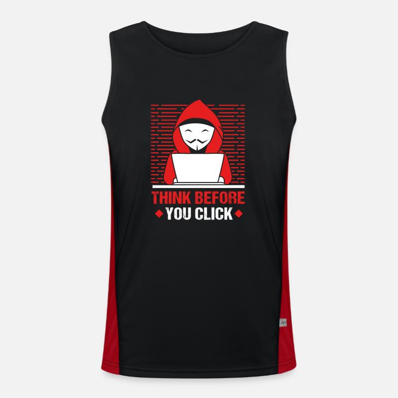 Cybersecurity Cyber Programmer Hacker - Men's Functional Contrast Tank Top  - black/red