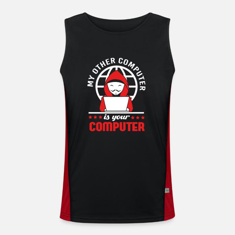 Cybersecurity Cyber Programmierer Hacker - Funktionelles Kontrast-Tank Top für Männer - Schwarz/Rot