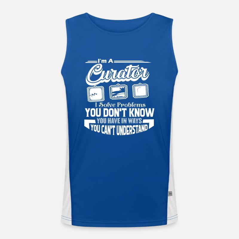 Curator Curator Solves Problems Men's Functional Contrast Tank Top 