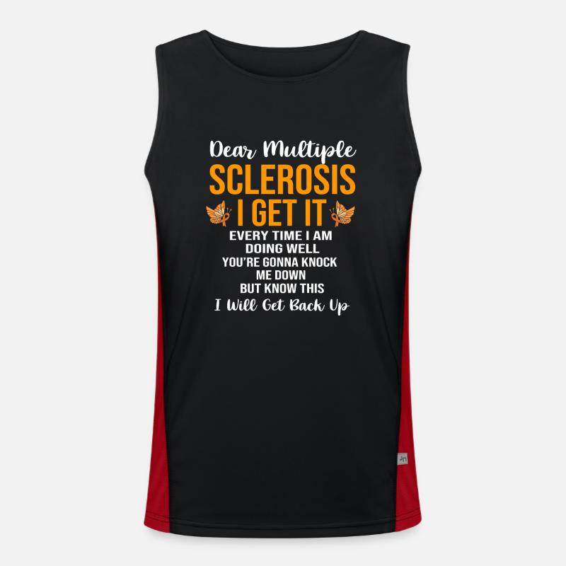 Multiple Sclerosis MS - Men's Functional Contrast Tank Top  - black/red