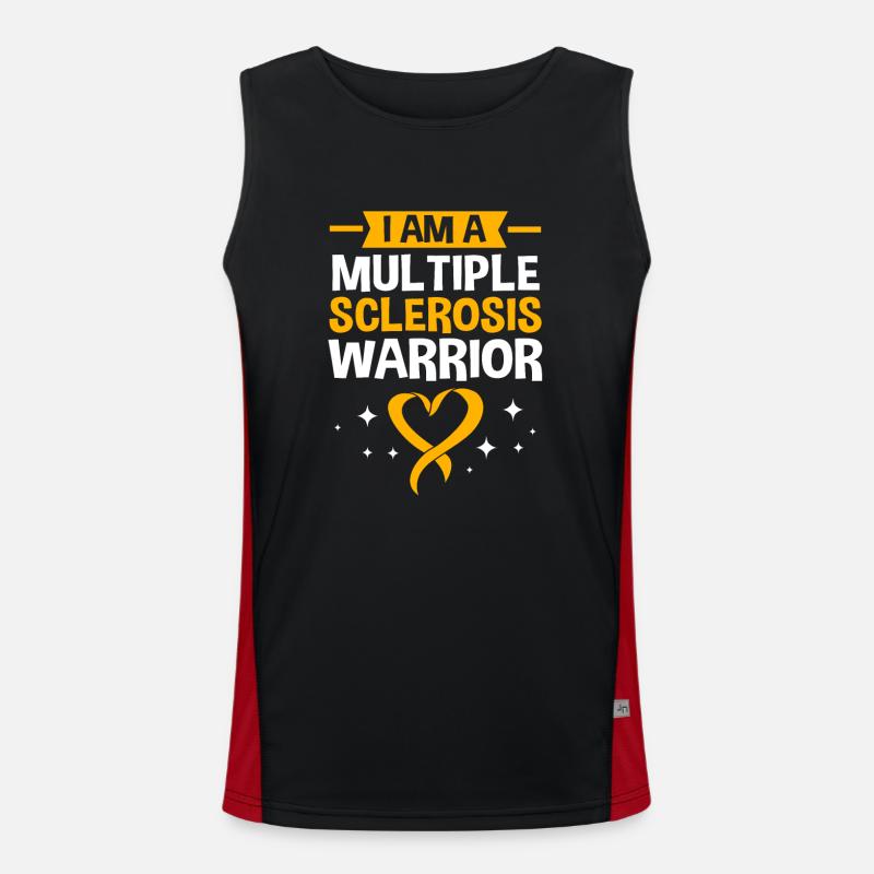 Multiple Sclerosis MS - Men's Functional Contrast Tank Top  - black/red