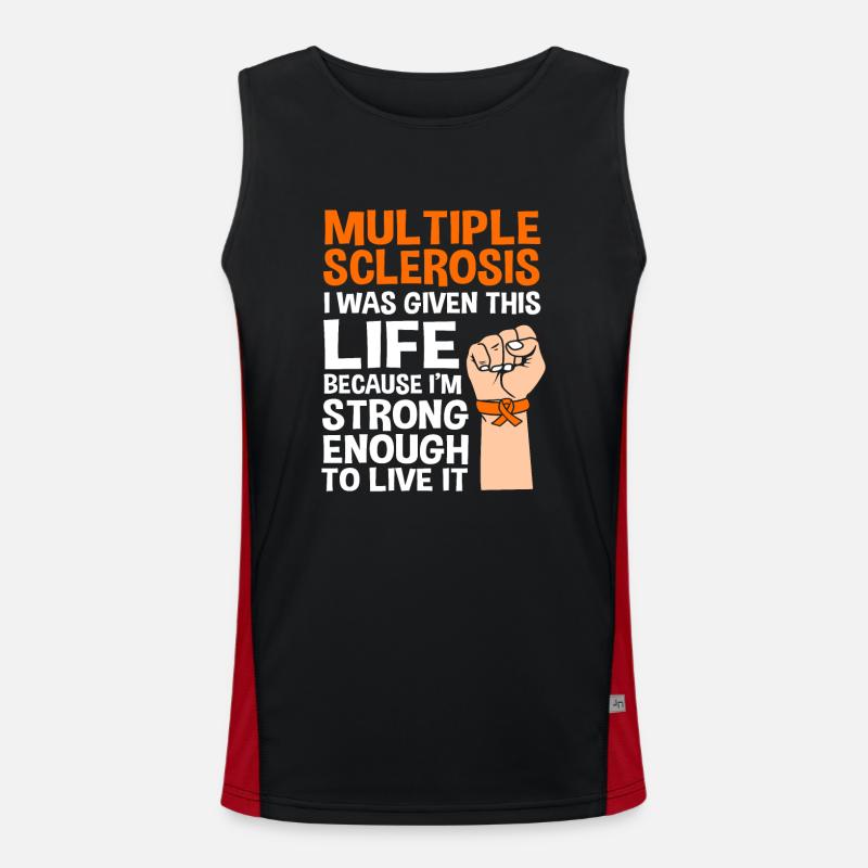 Multiple Sclerosis MS - Men's Functional Contrast Tank Top - black/red