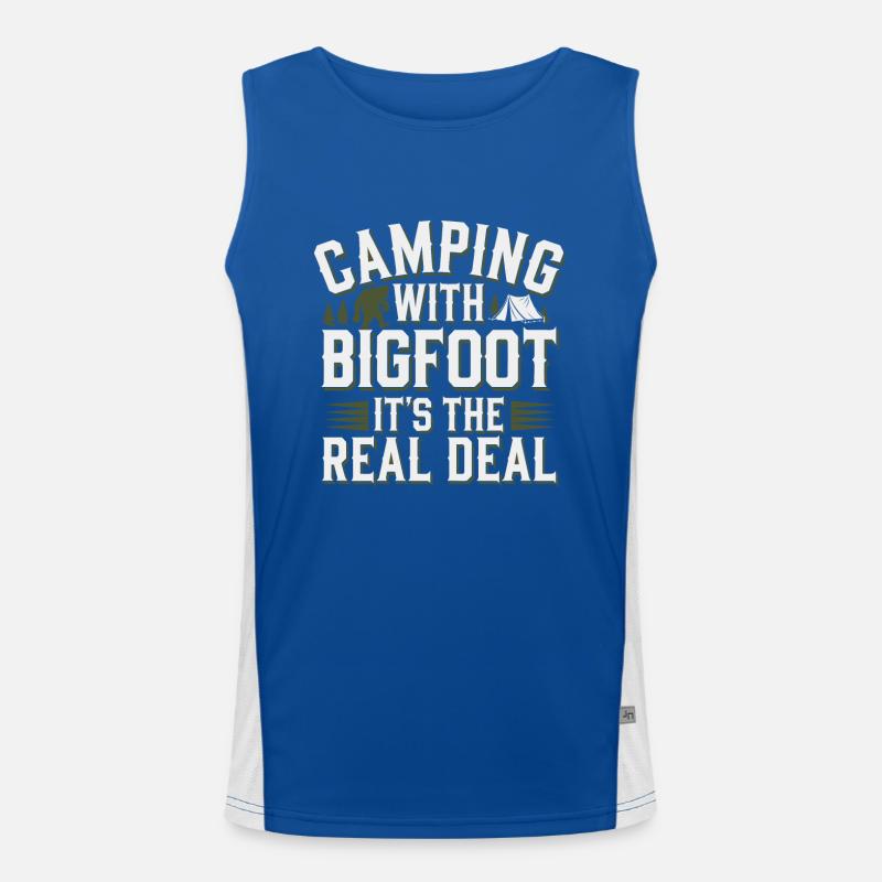 Bigfoot Believer Sasquatch Cryptid Forest Creature Men's Functional Contrast Tank Top 
