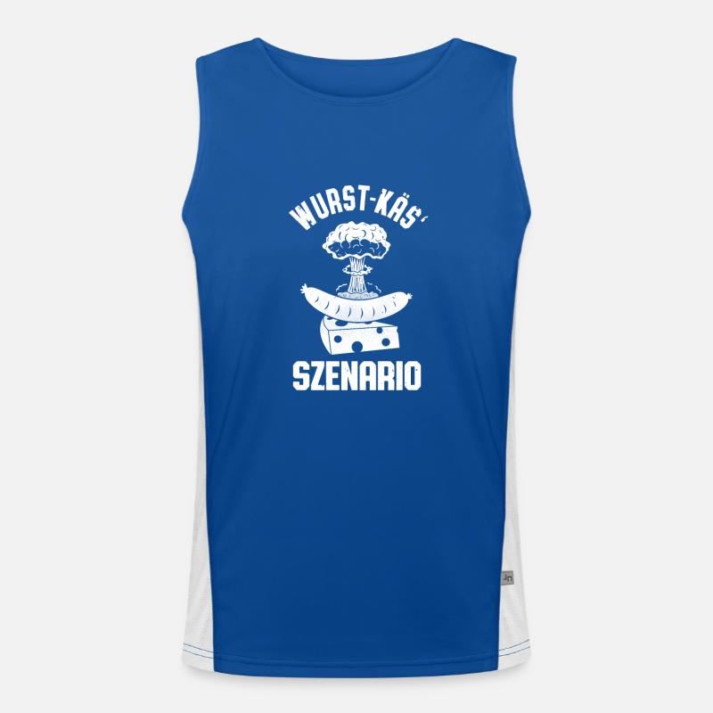 Saucisse Fromage Scénario Bratwurst Fromage Jeu de mots Fun Débardeur respirant contrasté Homme 