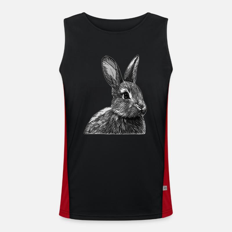 Graphique de conception d’animaux de visage de lapin gris Débardeur respirant contrasté Homme 