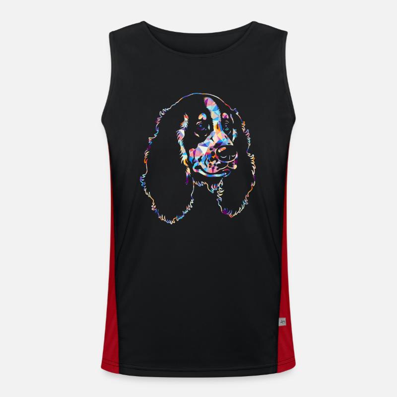 Cocker Spaniel Geometric - Men's Functional Contrast Tank Top  - black/red