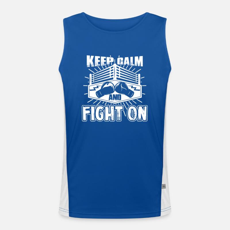 Kickboxing Keep Calm And Fight On Men's Functional Contrast Tank Top 