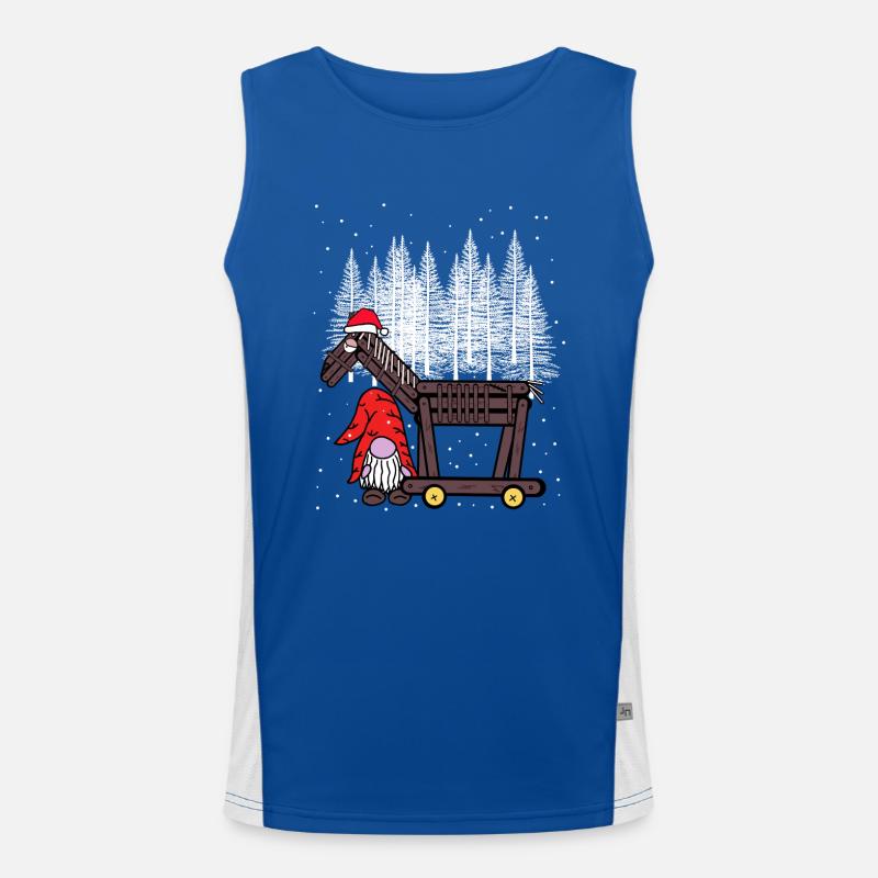 Weihnachtsgeschenk Nikolaus Pferd witzig lustig Funktionelles Kontrast-Tank Top für Männer 