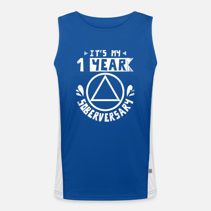 Sobriety It's my first year soberversary Men's Functional Contrast Tank Top 