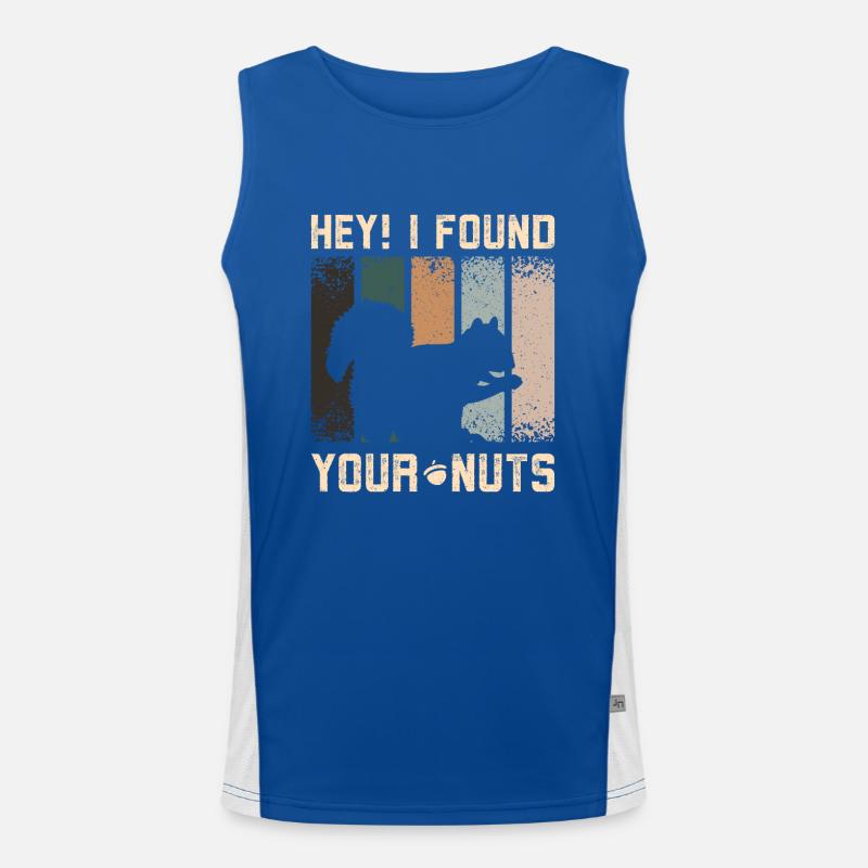 Funny Squirrel hey I found your nuts Funktionelles Kontrast-Tank Top für Männer 