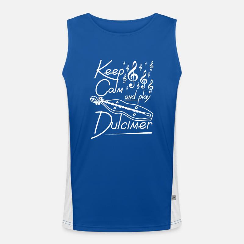 Keep calm and play Dulcimer Funktionelles Kontrast-Tank Top für Männer 