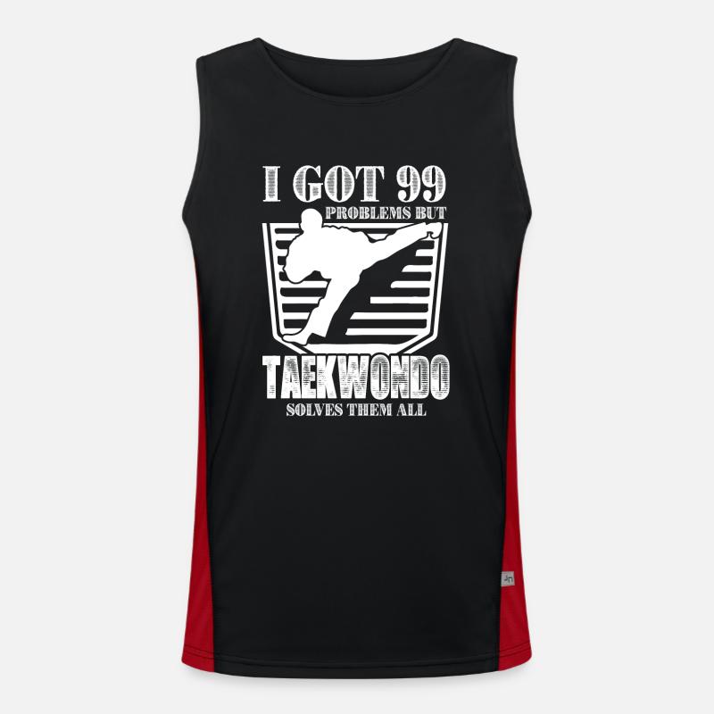 Taekwondo Solves All Problems - Men's Functional Contrast Tank Top  - black/red