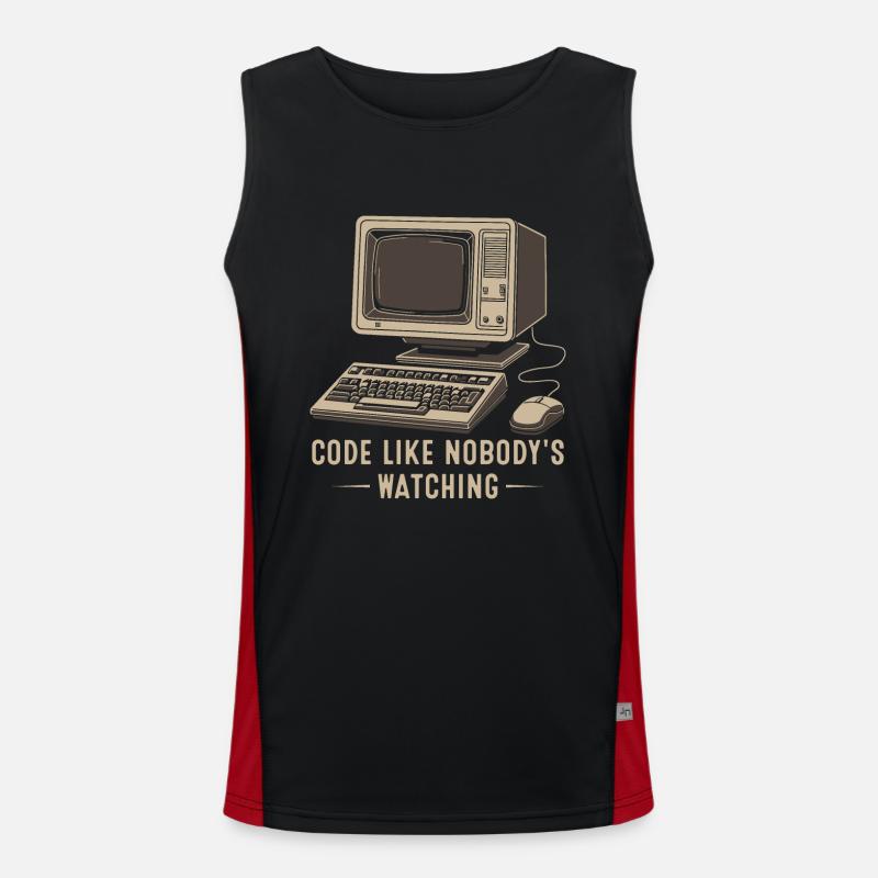Code like nobody's watching. - Men's Functional Contrast Tank Top  - black/red
