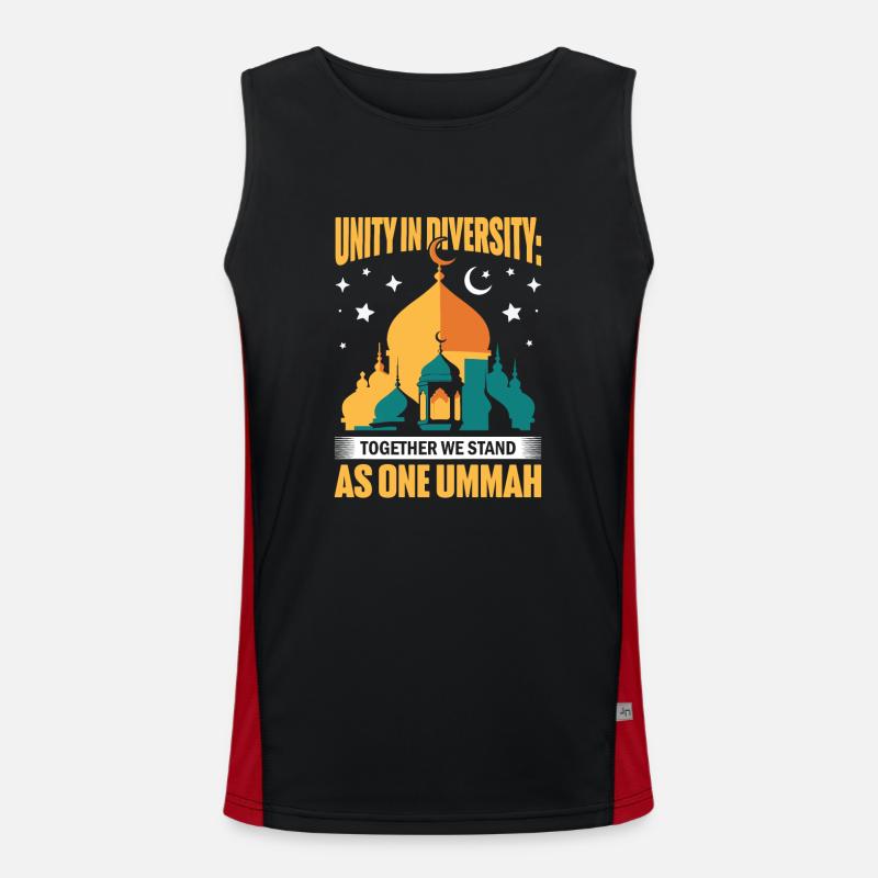 Unity in diversity: Together we stand as one Ummah Men's Functional Contrast Tank Top 